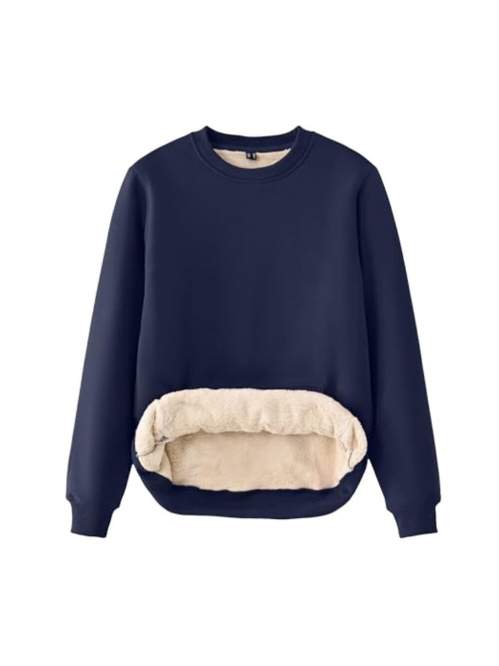 Sherpa Lined Crewneck Sweatshirt Warm Fleece Pullover Long Sleeve Thermal